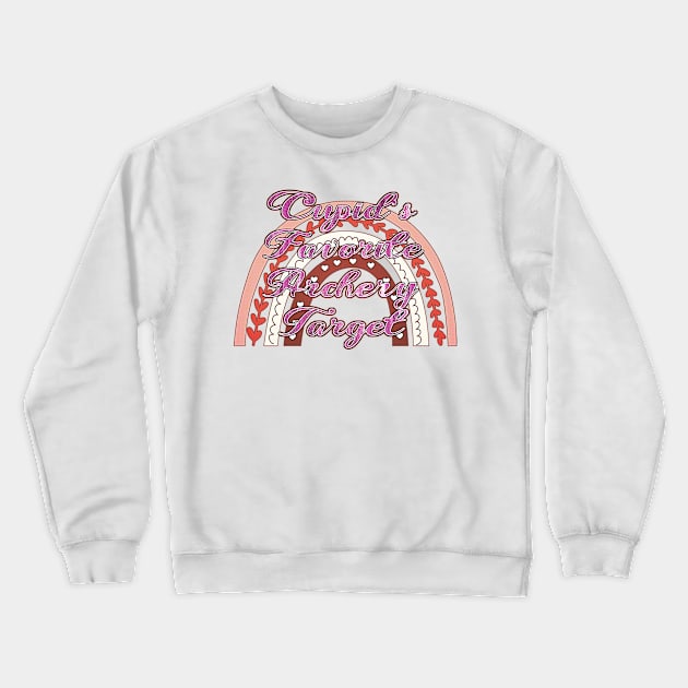 Cupid's Favorite Archery Target - Valentine's Day Crewneck Sweatshirt by Korey Watkins